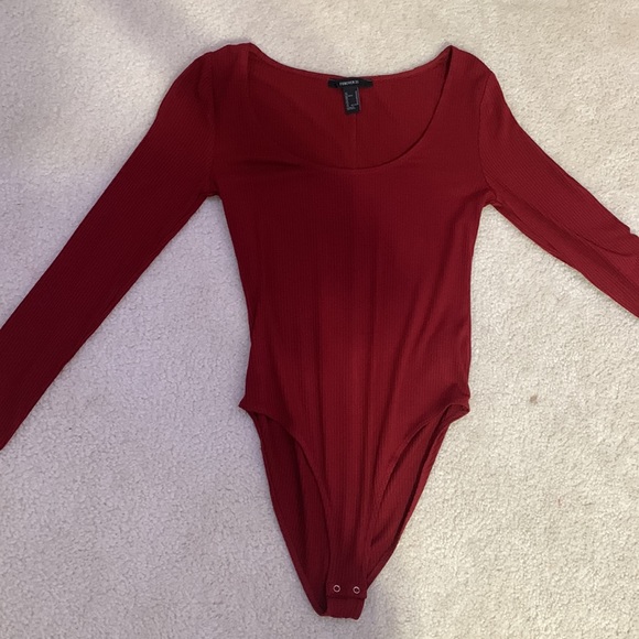 Maroon long sleeved bodysuit - Picture 2 of 3